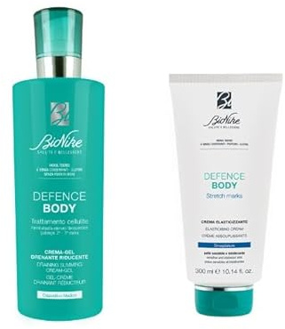 Bionike Defence Body - Crema-Gel Trattamento Anti-cellulite, Azione Drenante e Riducente, per Pelli Sensibili e Intolleranti,400 ml + Crema Smagliature Corpo, Azione Elasticizzante e Rassodante,300 ml