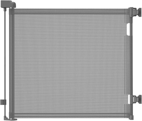 derimkcoa Treppenschutzgitter Ausziehbar für Babys, 0-180 cm Baby Absperrgitter Türschutzgitter Treppenschutzrollo,Tierschutzgitter Geeignet für Treppen/Türen/Innen & Außen (Grau)