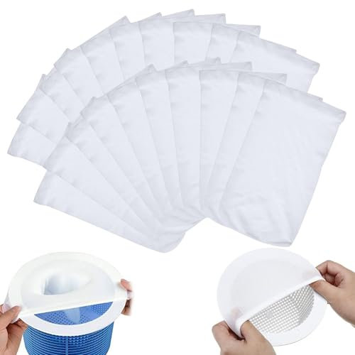 xianshi Skimmersocke,Pool Skimmer Socken,Sieb Für Zubehör,Filter Schwimmbad Filtersocken,Netz Socks Swimming Net,Poolskimmer Reinigung,Adjustable Basket (20, White)