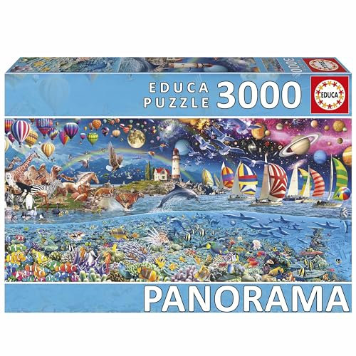 Educa - 3000 piece puzzle for adults in panoramic format | Life panorama. Includes the service for lost parts. Dimensions: 144 x 68 cm. Ages 14 and up (20265)