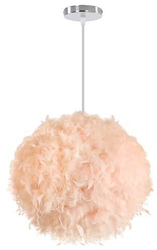 iDEGU Lustre Suspension Ø 30cm Plafonnier Lustre Plume E27 Éclairage de Plafond Moderne Lampe Suspension Luminaire pour Chambre Salon (Champagne)