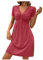 EIRUKON Vestito Donna Manica Corta Vestiti Estivi Scollo a V Casual Abiti da Donna Elegante Mini Vestito Vita Alta Linea A Moda Abito,Rosa,M