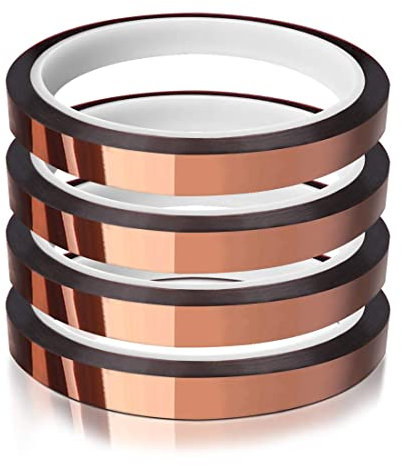Nastro Kapton, Nastro Resistente al Calore Nastro Ad Alta Temperatura Nastro di Sublimazione Nastro Termico Trasferimento Termico per Trasferimento Termico, 4 Rotoli da 10 mm x 30y