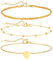 Gamtic Bracelet de Cheville Réglable pour Femme - Chaine Cheville en Acier Inoxydable Chirurgical 316L avec Perles Porte-bonheur Bracelet Coeur Imperméable Bijoux Accessoire Plage Été (Or JC-215G)