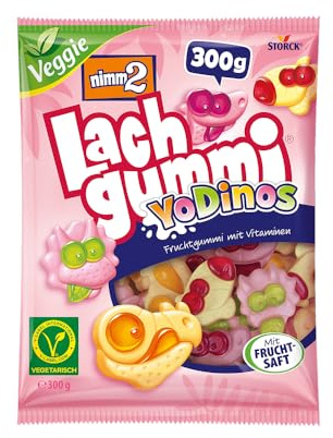 nimm2 Lachgummi YoDinos, vegetarische Fruchtgummis mit Joghurt - 1 x 300 g | Fruchtgummi in 4 Geschmackskombinationen mit Joghurt, Süßigkeit zum Naschen & Teilen für die ganze Familie, veggie