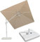 PURPLE LEAF Ampelschirm mit Schirmständer 250 x 350 cm Rechteckig Sonnenschirm groß Aluminium Gestell in Weiß, 360° Drehbar, für Garten Terrasse, Sonnenschutz, Beige