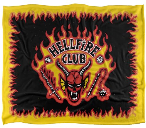 Stranger Things Hellfire Club Logo Flames Silky Touch Super Soft Throw Blanket 152 X 127 Cm