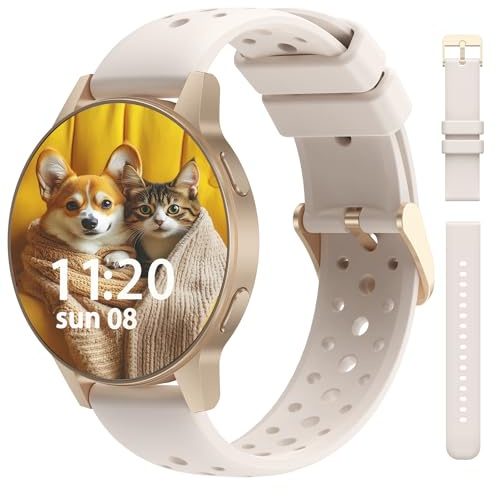 SLOKSFil 2025 Smartwatch Damen Rund, 1.27 TFT Touchscreen Smart Watch, mit Telefonfunktion 24/7 Pulsuhr Schlafmonitor 110+ Sportmodi Schrittzähler für iOS Android