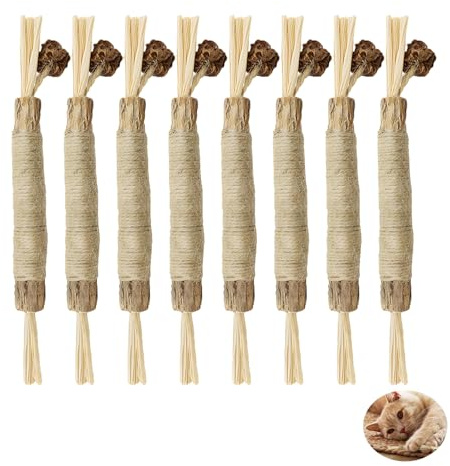 8 unidades de palitos de hierba gatera, palillos de plata para masticar gatos palillos masticables de hierba gatera, juguete para gatitos, Matatabi, bastones para la limpieza dental, cuidado dental y