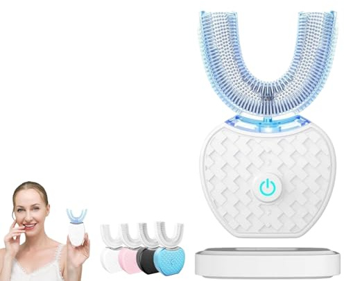 luxxiv HappySmile, 360° Ultraschall Zahnbürste – Automatische Schallzahnbürste mit Timer, Elektrische Zahnbürste, Schallzahnbürste, 360 Grad Zahnbürste für Erwachsene Tiefenreinigung (Weiß)