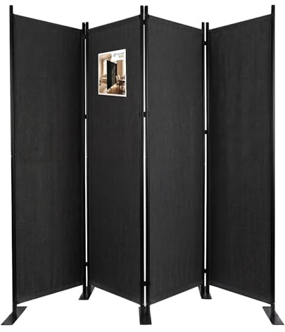 VOUNOT® Paravent Raumteiler 4 Teilig Freistehend Stoff Trennwand Klappbar Sichtschutz Stellwand für Balkon Wohnzimmer Schlafzimmer und Büro 228 x 30 x 164 cm Anthrazit