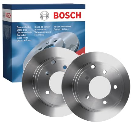 Bosch BD1726 Brake Disc Set - 262 mm Solid Discs - Rear Axle - ECE-R90 Certified - Reliable Braking, Stable Performance, Corrosion Protection - 1 Set of 2 Discs