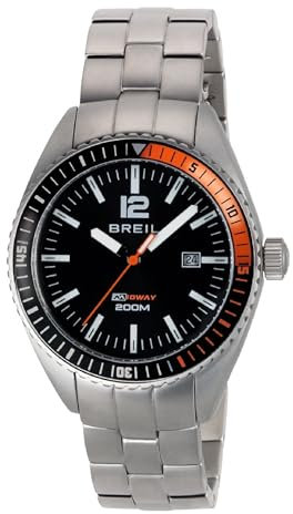 Breil Uhr Herren Midway Ziffernblatt SCHWARZ Bewegung NUR Zeit Quartz e Bracelet Stahl Silber TW1629