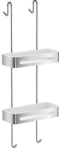 SMEDBO SIDELINE Duschkorb doppelt messing verchromt glänzend mit weißem Einsatz aus ABS-Kunststoff Seifenkorb DK4041