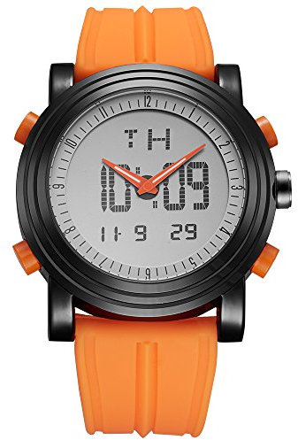 BUREI Digital Herren Uhren Sport Outdoor Armbanduhr Silikon Herren Quarzwerk mit Wecker/Kalender/Stoppuhr/
