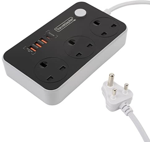 Uk To Ghana Travel Adapter Sockets Usb Usbc Ports 3 Pin Type D Plug Earthed Multi Extension Nepal Sri Lanka Maldives 2 M Lead