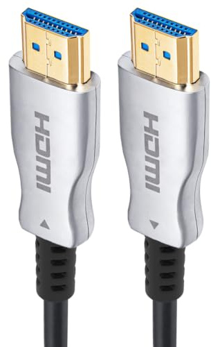 PREMIUMCORD 4K Optisch Aktiv Glasfaserkabel HDMI 2.0, Ultra High Speed Kabel 18 Gbit/s, EDID, eARC, HDR, Auflösung 4K@60Hz 2160p, Full HD@240Hz, Kompatibel mit PS5, Xbox, PC, TV, Vergoldet, Länge 25 m