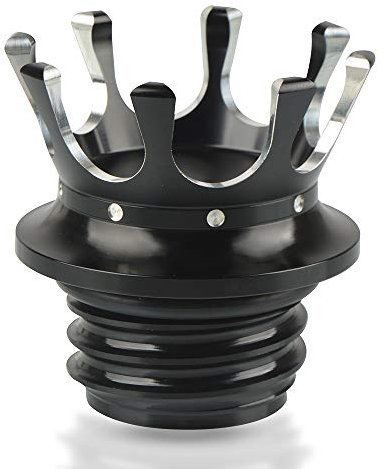 MZ-STORE Motorrad Tankdeckel Kraftstofftank Öldeckel Crown Style für Sportster XL 1200 883 48 Dyna Touring Road King Softail Freilauf FLRT FLAT-Schwarz