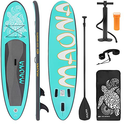 ECD Germany Aufblasbares Stand Up Paddle Board Maona | 308 x 78 x 10 cm | Türkis | PVC | bis 120kg | Pumpe Tragetasche Zubehör | SUP Board Paddling Board Paddelboard Surfboard | Verschiedene Modelle