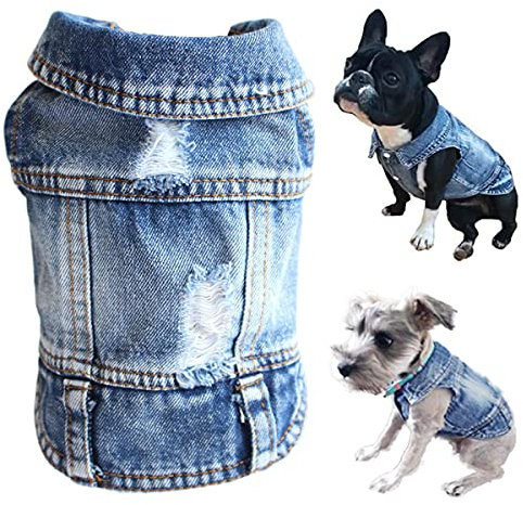 Hunde-Jeansjacke, Welpe Blau Denim Revers Weste Mantel Kostüm, Coole und Lustige Bekleidung Outfits, Maschinenwaschbare Hunde-Outfits für kleine mittelgroße Hunde Katzen (XL)
