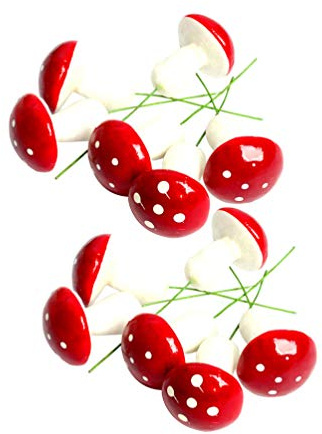 Amosfun Niedliche kleine Pilz-Weihnachtsbaum-Ornamente zum Aufhängen, für Zuhause, Party, DIY-Dekoration, Rot, 24 Stück
