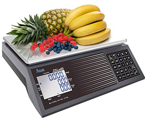 ACLAS Price Scale 30kg 10g Industrial Weighing Scale - Digital Retail Price Calculating Scale w/LCD Dual Screen Displays for Food, Meat, Deli, Fruit Market