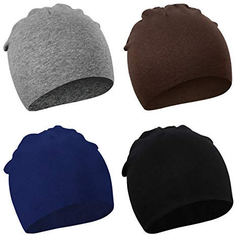 DRESHOW 4 Stücke Unisex Mütze Hut Junge Mütze Frühling Mützchen Kleinkind Wendemütze Jersey Slouch Beanie Bekleidung Unisex Infant Hut Kindergarten Mütze