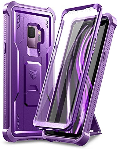 Dexnor Coque pour Samsung Galaxy S9 avec Protecteur D'écran Intégré de Qualité Avant et Arrière 360 ​​Full Body Housse de Protection Antichoc avec Support - Purule