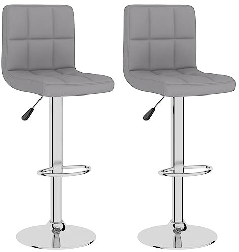 vidaXL 2X Barhocker Höhenverstellbar Drehbar Küchenhocker Barstuhl Tresenhocker Thekenhocker Tresenstuhl Bistrohocker Bar Stuhl Hocker Hellgrau Stoff