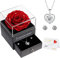 Ewige Echte Rose mit splitter Halskette Ohrstecker Geschenkbox für Frauen, Handgefertigte Konservierte Rose Geburtstag Jubiläum Hochzeit Valentinstag Geschenkbox für Mama Freundin (Kristallrot)