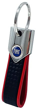 Quattroerre Schlüsselanhänger Fiat Carbon Rot, Logo Blau Vintage