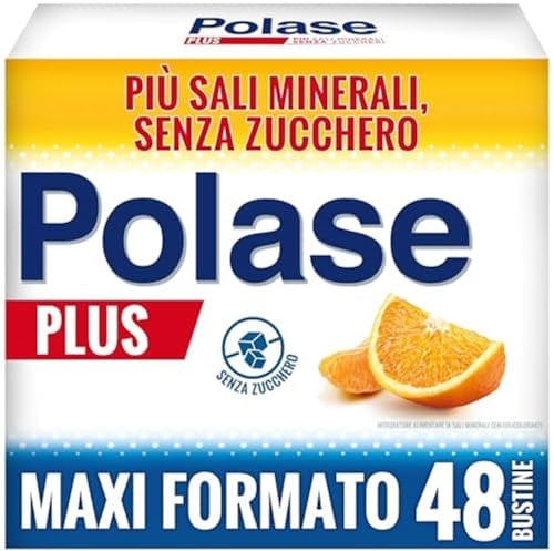 Polase Plus Magnesio e Potassio, Integratore Alimentare Sali Minerali Contro Stanchezza, Fatica e Caldo, Gusto Arancia e Mandarino, Maxi formato da 48 Bustine (2x24)
