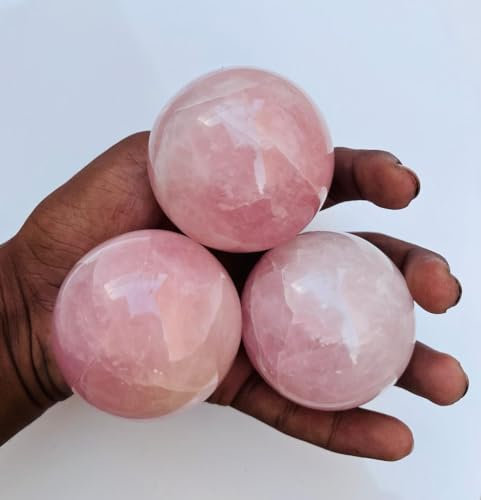 Large Rose Quartz Sphere - Gem Ball - Crystal Sphere - Carved Crystal Ball - Meditation Balls - Feng Shui Supplies - Wealth Stones and Crystals - Home Office Desk Decor 64-67MM (Rose Quartz 1 Sphere)