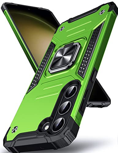 DASFOND Armor Hülle für Samsung Galaxy S23 Case Militär Stoßfest Handyhülle [Upgrade 2.0] 360 Grad Metal Ring Halter Ständer Schutzhülle [für Handyhalterung Auto Magnet], 6,1 Zoll, Grün