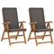 JUNZAI Garten-Liegestühle 2 STK. mit Auflagen, Gartenmöbel, Balkonstühle, Chair Outdoor, Balkonmöbel, Hochlehner, Essstühle, Balkon Stuhl, Bistrostuhl, Massivholz Teak Grau