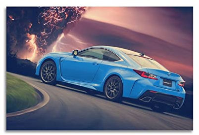KYNA Sportwagen-Poster für Lexus RC-F Blue Race Car Poster Dekorative Malerei Leinwand Wandposter und Kunstbild Druck Moderne Familie Schlafzimmer Dekor Poster 50 x 75 cm