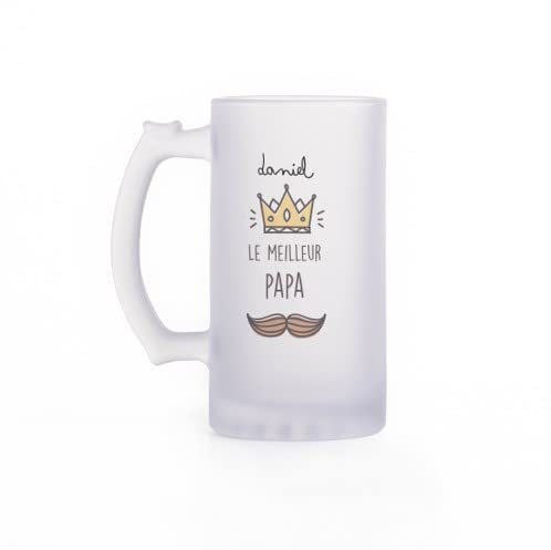 Wanapix | Chope à Bière Personnalisable | Verre Personnalisé Fêtè des Pères | Personnalisable avec du Texte | Cadeau Anniversaire pour Papa | 500 ml | Verre Opaque | Le meilleur papa