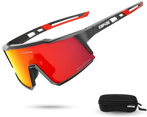 KAPVOE Polarisiert Fahrradbrille Uv400 Schutz TR90 Rahmen Sportsonnenbrille Sportbrille für Herren Damen Sport Radfahren MTB Radbrille Fahren Baseball Radsport Laufen Blau Weiß 15