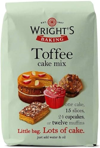 Wright's | Baking Toffee Cake Mix 2X500G (1Kg) | Toffee cake mix with real toffee pieces can be used to bake light & moist cakes, slices, muffins or cupcakes