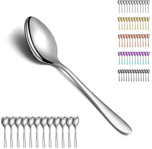 Berglander Cucharas de sopa 12 piezas, cuchara de acero inoxidable, cuchara de mesa, cucharas cubiertos para el hogar, restaurante, hotel, uso diario, apto para lavavajillas