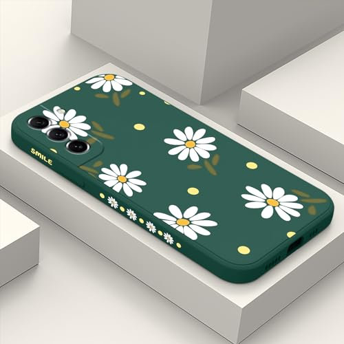 LEECG für Samsung Galaxy S21 FE Hülle Floral Kreative Seiten Modische Designs Weiches Silikon Schlankes Samsung S21 FE Hülle-Dunkelgrün 1