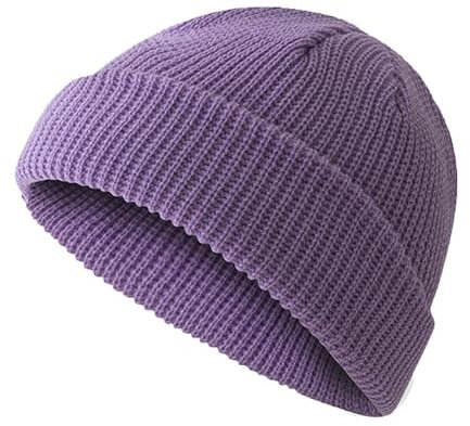 OneChance Strickmütze für Herren und Damen,Weiche Winter Mütze,Warme Beanie Mütze,Unisex Strickmütze für Winter und Herbst Hellviolett