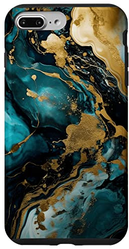 Marmor Look Blau Jade Stein Oberfläche Ästhetische Luxus Hülle für iPhone 7 Plus/8 Plus