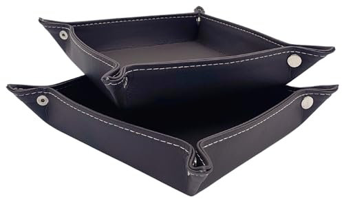 Diko.style® Set 2 Vassoi 24cm Svuotatasche da Ingresso in Pelle PU | Corridoio, Camera Da Letto e Scrivania | Vassoio per Gioielli | Cioccolato | Vassoio Organizzatore