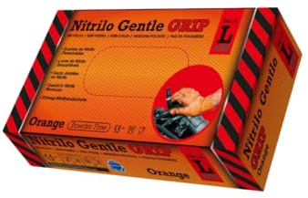 Rubberex - Guante de Nitrilo, Talla L, Color Naranja, Caja de 50 Unidades, 8.5 g