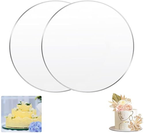 GVPOELR 2 Stück Acryl Cake Board, Ø 20cm Rund Kuchenplatte, Kuchenplatte Transparent, kuchenplatte 2mm Dick Mit Schutzfolie, um Servieren von Kuchen, für Transport Kuchen und DIY Handwerk