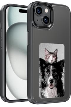 XCOOL InkPlay E-Ink Screen Phone Case, DIY Wireless NFC Photo Display Smart Phone Case, Custom Phone Protective Case, Anti-Drop Water-Resistant Ink Phone Case Compatible with iPhone 15, Black