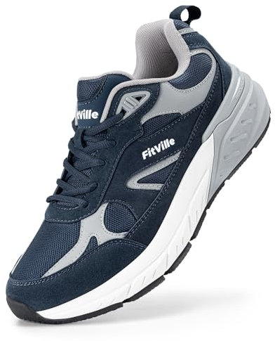 FitVille Extra Large Scarpe Sportive Uomo Sneakers Running Piedi Larghi Antiscivolo Traspiranti Jogging Camminare Blu 46 EU Larga