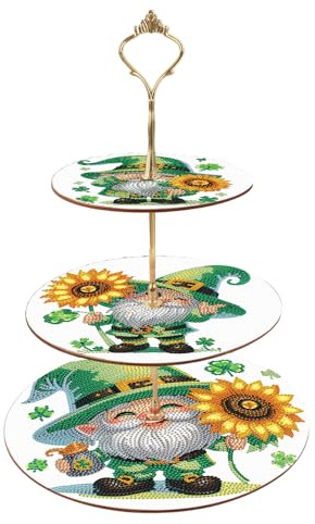 DCIDBEI 3 Tier Diamond Painting Cake Stand 25 x 32 cm Painting by Numbers Cupcake Stand Biscuit Trays Round Serving Tower Diamond Painting Dessert Stand for Fruit Storage Muffins Cupcakes Gnome