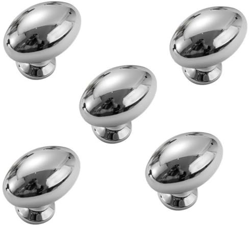 EBETA Schrankknöpfe Oval Möbelknöpfe Schubladenknopf Kommode Küchengriffe Luxus Möbelgriffe Zinklegierung Schrankgriffe (Silver, 4 Stück)
